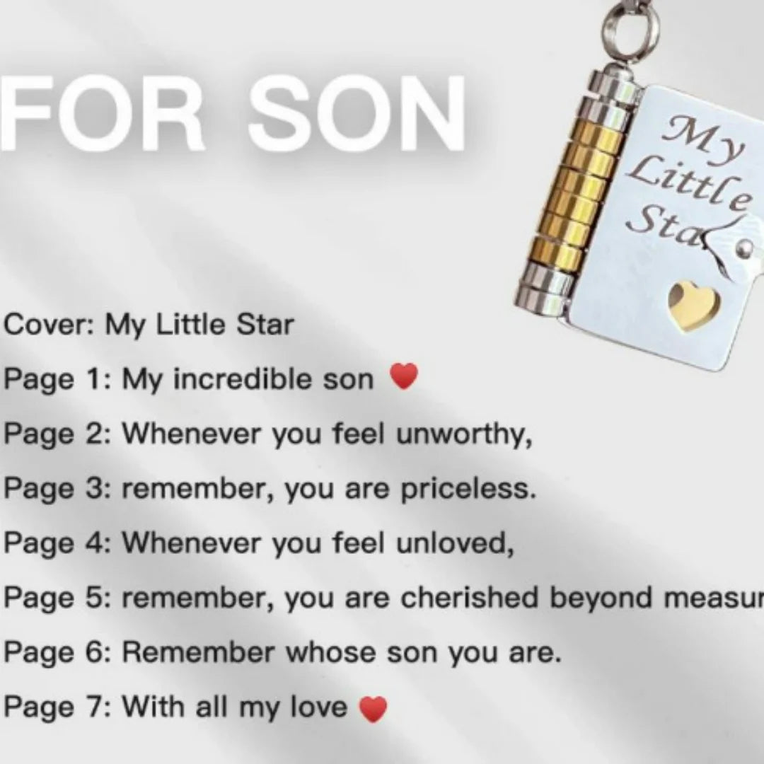 Christmas Ideal Gifts For Son My Champion Book Necklace Openable Pages My Little Star Stainless Steel Engraved Message Necklace