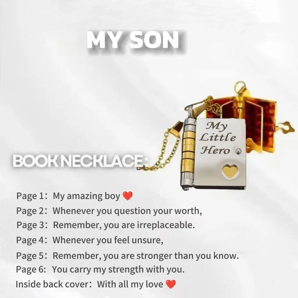 Christmas Ideal Gifts For Son My Champion Book Necklace Openable Pages My Little Star Stainless Steel Engraved Message Necklace