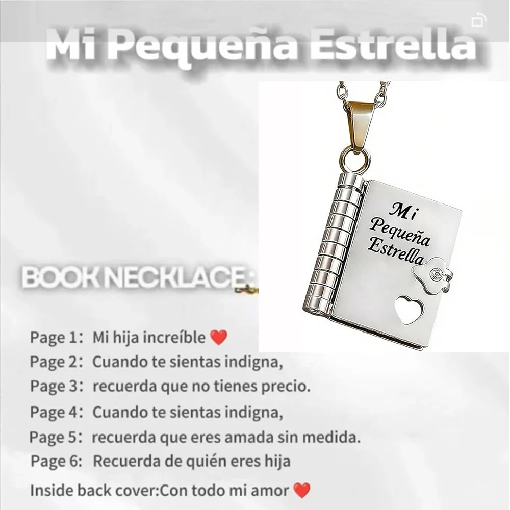 Christmas Ideal Gifts For Son My Champion Book Necklace Openable Pages My Little Star Stainless Steel Engraved Message Necklace
