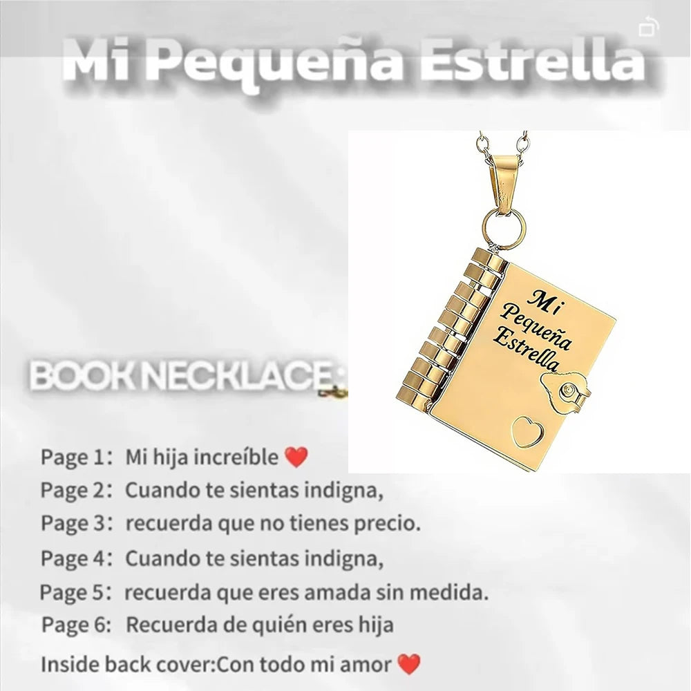 Christmas Ideal Gifts For Son My Champion Book Necklace Openable Pages My Little Star Stainless Steel Engraved Message Necklace
