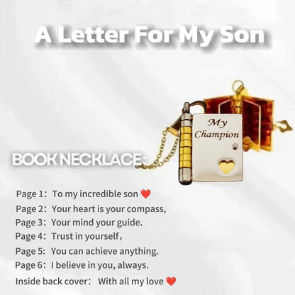 Christmas Ideal Gifts For Son My Champion Book Necklace Openable Pages My Little Star Stainless Steel Engraved Message Necklace