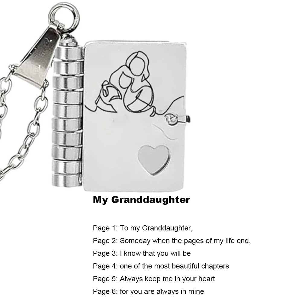 Christmas Ideal Gifts For Son My Champion Book Necklace Openable Pages My Little Star Stainless Steel Engraved Message Necklace