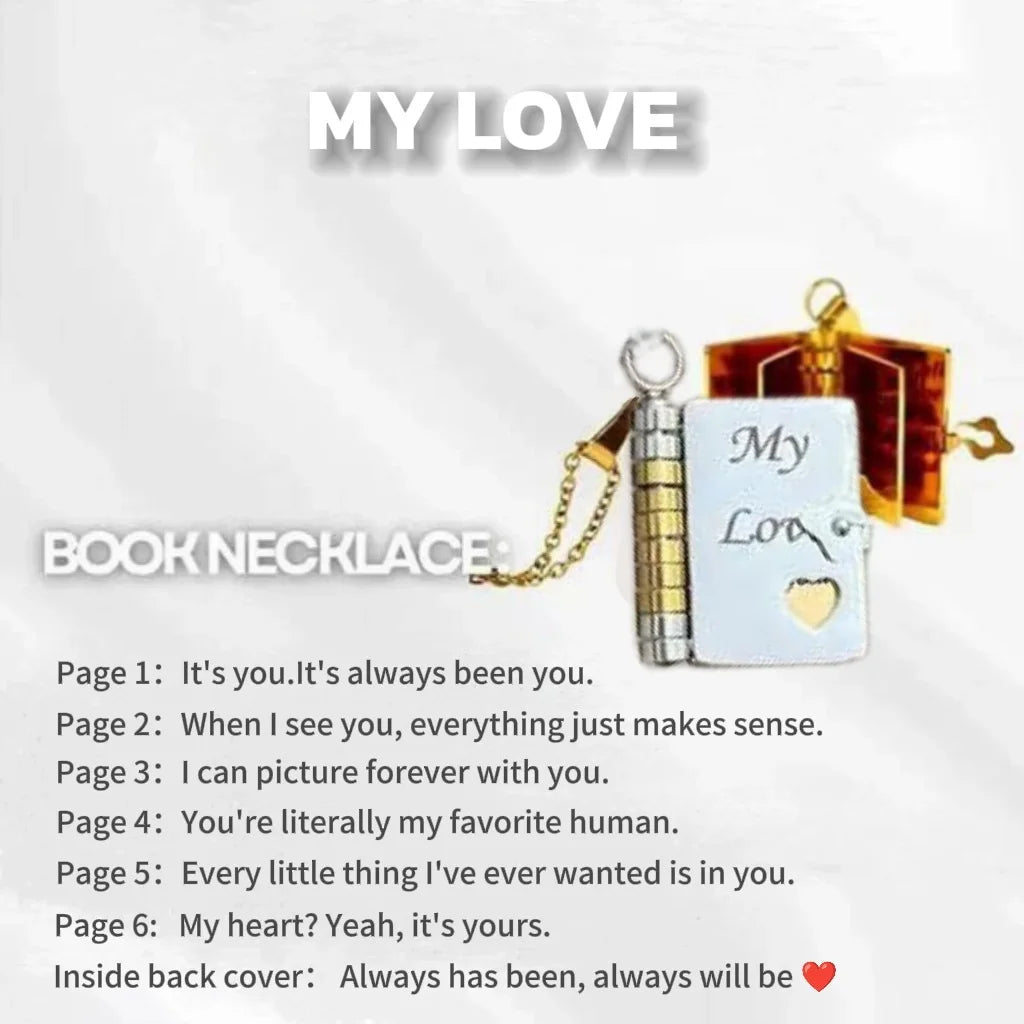 Christmas Ideal Gifts For Son My Champion Book Necklace Openable Pages My Little Star Stainless Steel Engraved Message Necklace