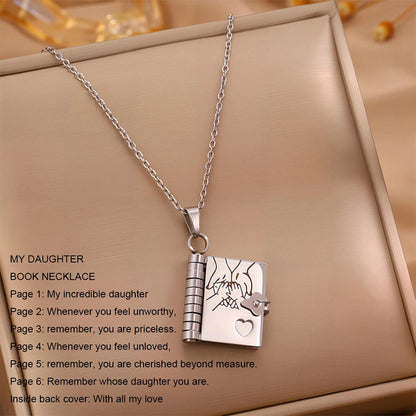 Christmas Ideal Gifts For Son My Champion Book Necklace Openable Pages My Little Star Stainless Steel Engraved Message Necklace