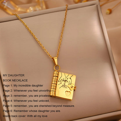 Christmas Ideal Gifts For Son My Champion Book Necklace Openable Pages My Little Star Stainless Steel Engraved Message Necklace