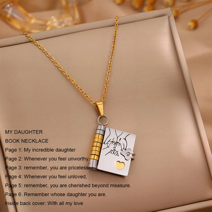 Christmas Ideal Gifts For Son My Champion Book Necklace Openable Pages My Little Star Stainless Steel Engraved Message Necklace