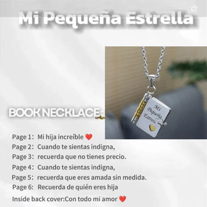 Christmas Ideal Gifts For Son My Champion Book Necklace Openable Pages My Little Star Stainless Steel Engraved Message Necklace